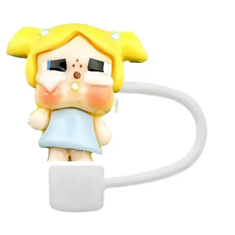 New Cartoon Glossy Crybaby Handmade Straw Topper Cap