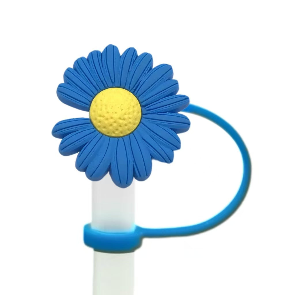 Colorful Daisy Straw Topper Cup Dust Cover Creative Straw Decoration Straw Cap