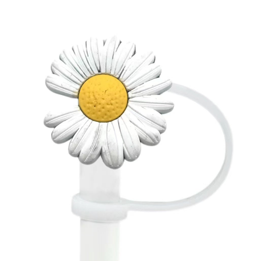 Colorful Daisy Straw Topper Cup Dust Cover Creative Straw Decoration Straw Cap