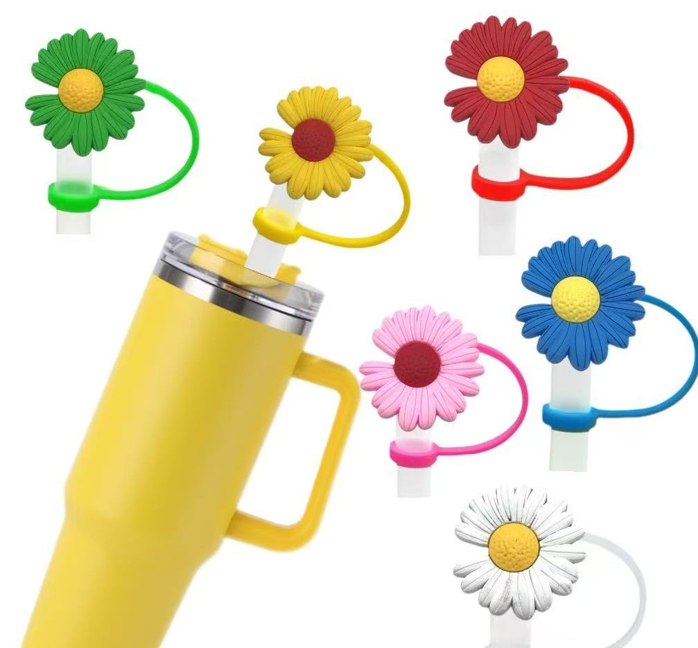 Colorful Daisy Straw Topper Cup Dust Cover Creative Straw Decoration Straw Cap