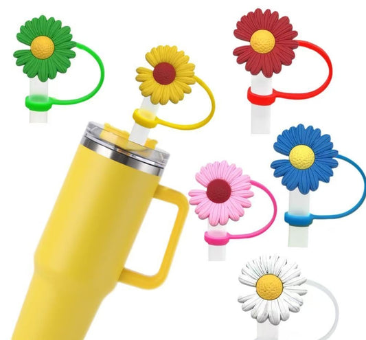Colorful Daisy Straw Topper Cup Dust Cover Creative Straw Decoration Straw Cap