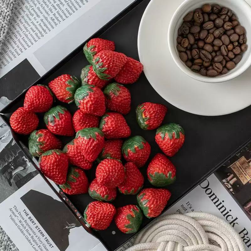 Large realistic strawberry for cup lid decoration or charm.