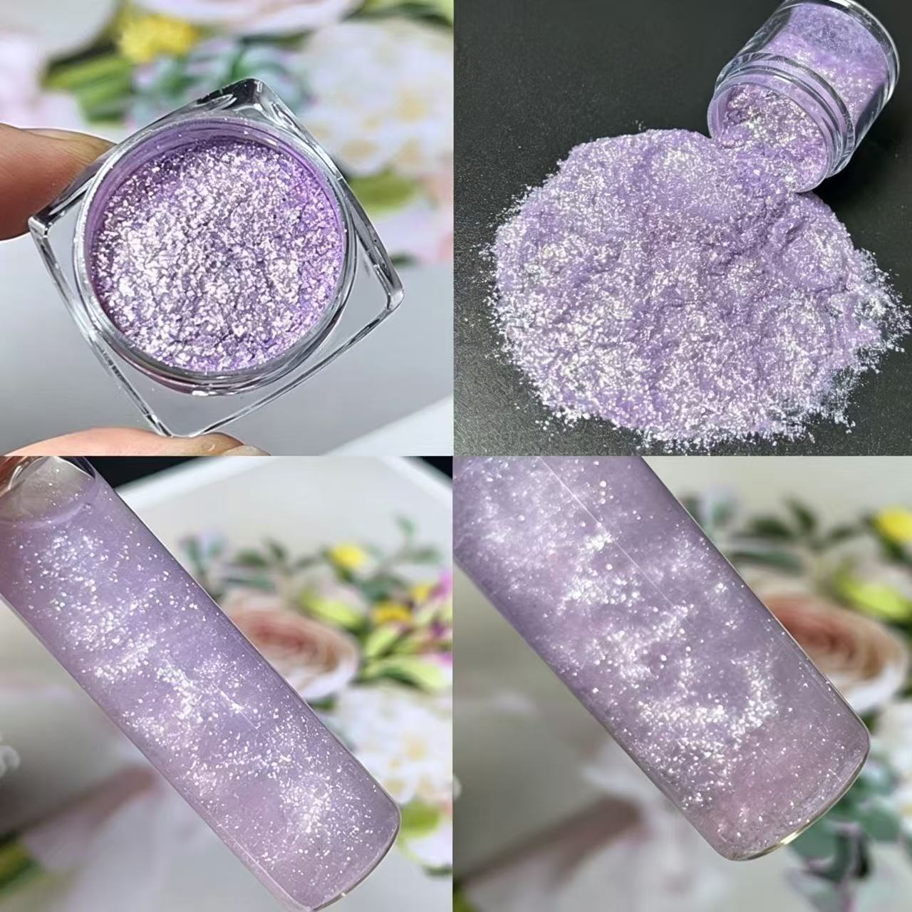 Yara: Sparkly mica powder, flowing glitter mica flakes, resin DIY shimmer powder for handmade flowing sand/cloud effects.  Yara: [图片]
