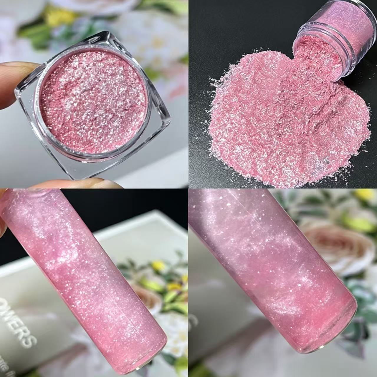 Yara: Sparkly mica powder, flowing glitter mica flakes, resin DIY shimmer powder for handmade flowing sand/cloud effects.  Yara: [图片]