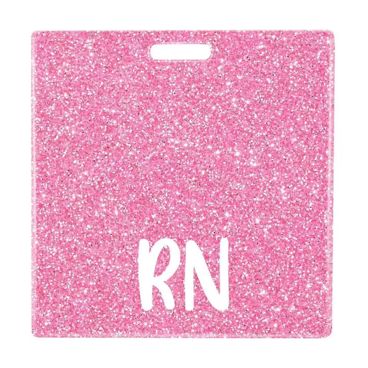 Glitter RN Acrylic Badge Reel Nurse Doctor Hospital ID Badge Holder Nurse Name Tag Clip Card Holder Sticky Note Charm