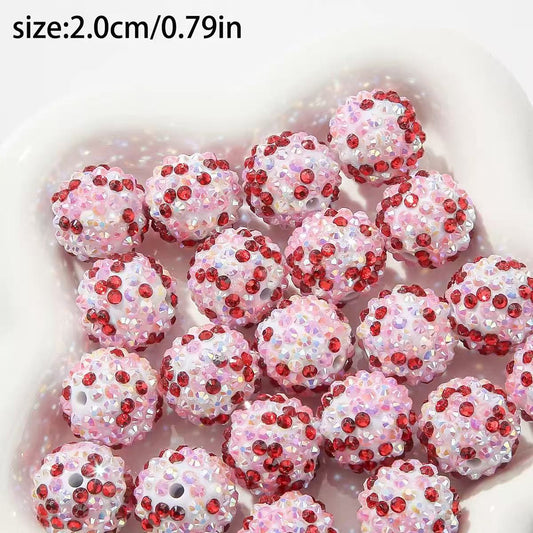 20mm Resin Rhinestone Round Beads Vertical Hole Colorful Diamond Ball Beads for Phone Charms, Beaded Pens, Car Hanging Accessories DIY Materials